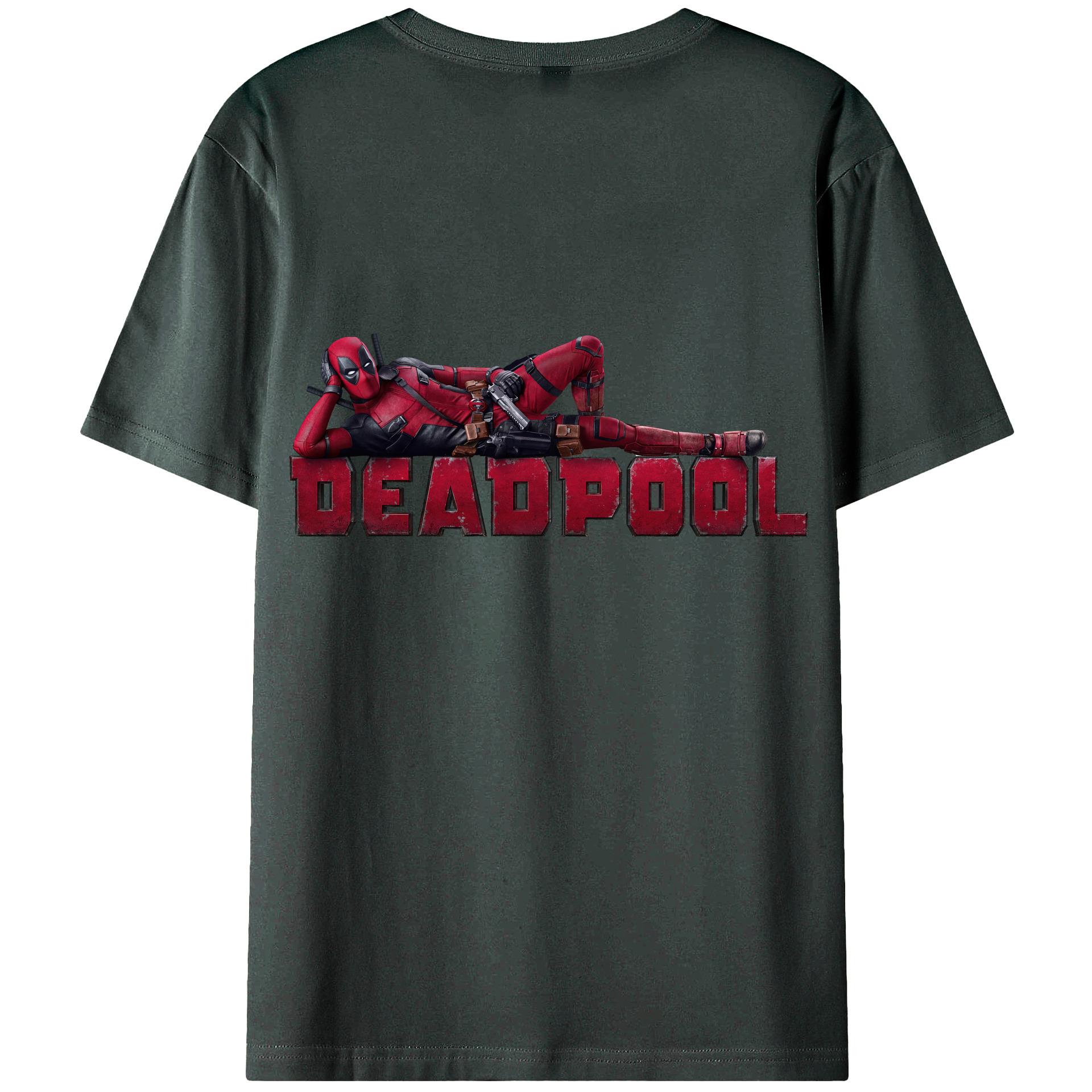 （画像用） Deadpool デッドプール 綿100％ メンズ半袖Tシャツ（バックプリント） 通気性